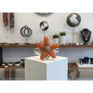 LALIBERI Venetian Cuff Bracelet Kit Orange Carnelian Flower Beads DIY Craft